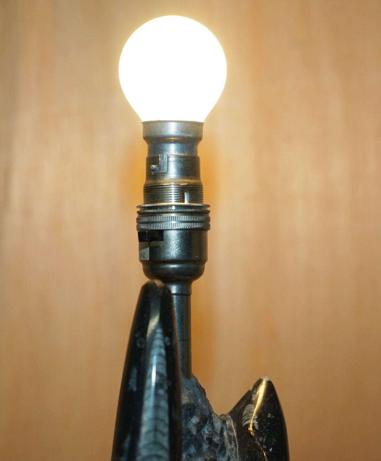 Rare & Large 395 Million Year Old Fossilized Orthoceras Marble Finish Table Lamp photo vintage