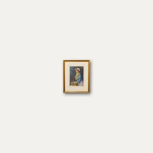 W. H. H   Framed Late 19th Century Watercolour, Lady With The Yellow Neck Scarf photo buy