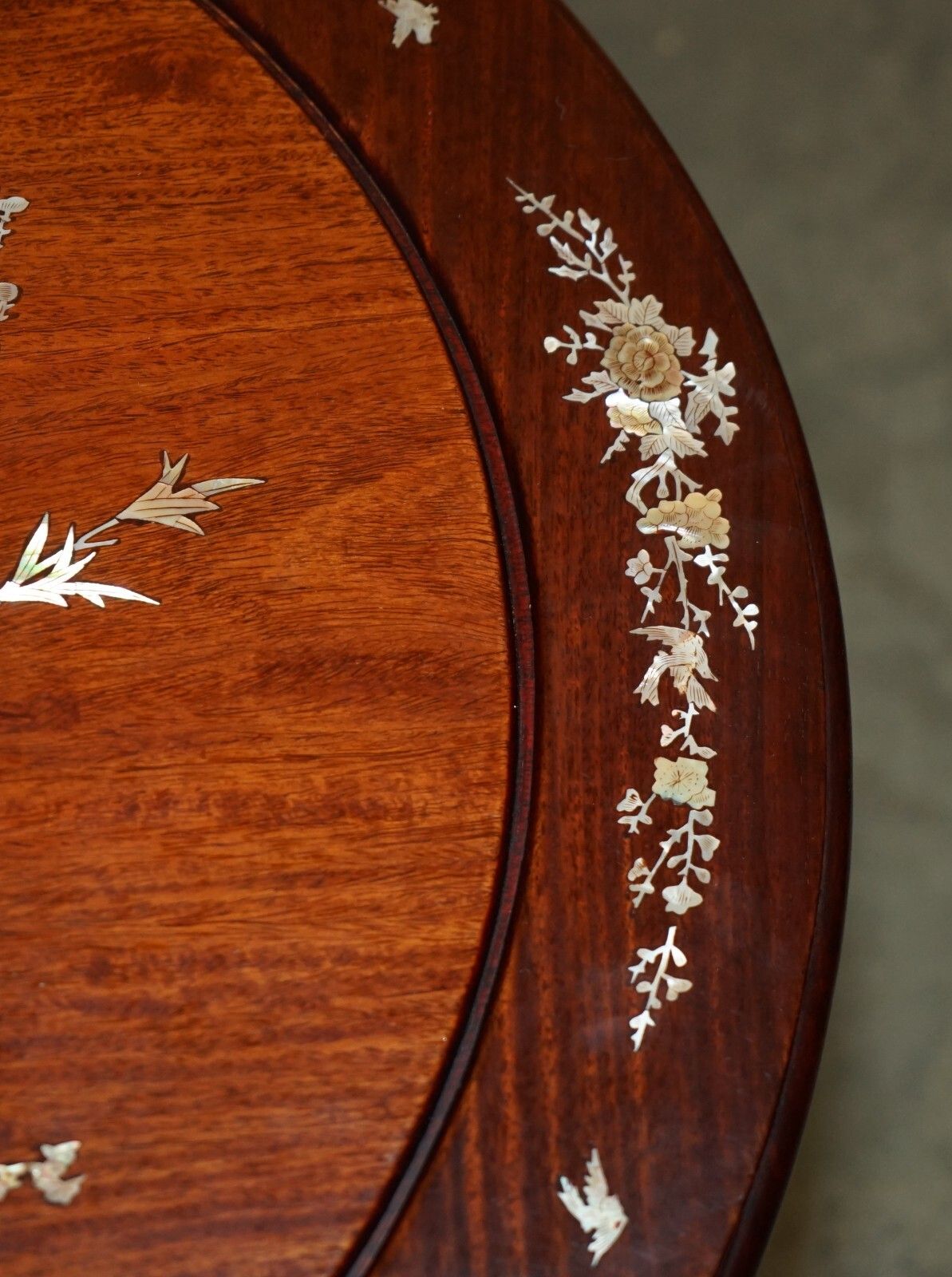 Antique Cinese Export Rosewood & Mother Of Pearl Circa 1920's Table & Chairs Set photo buy