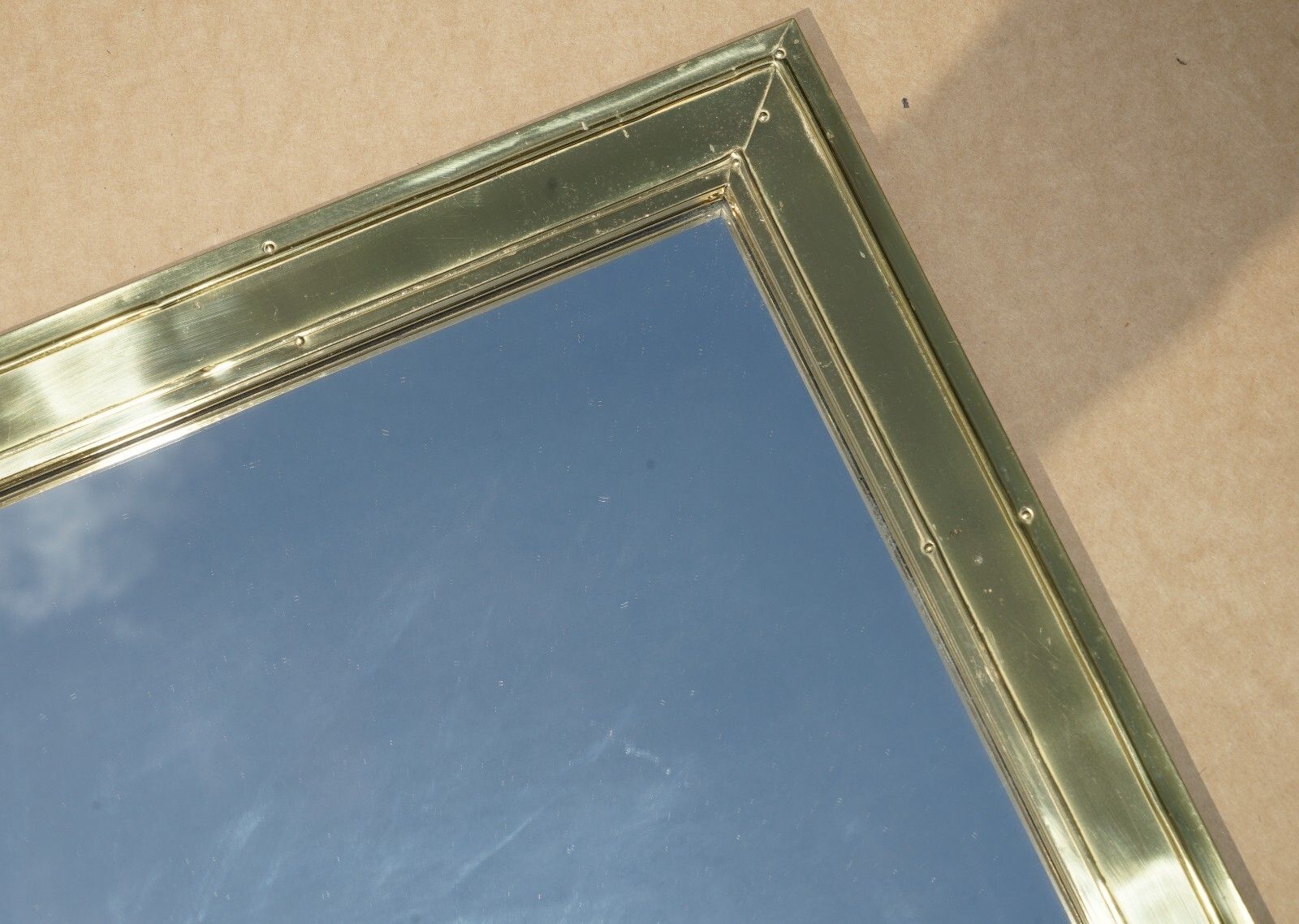 Antique English Circa 1920's Ships Sea Liner Solid Brass Wall Mirror By Lombard photo 1350.0