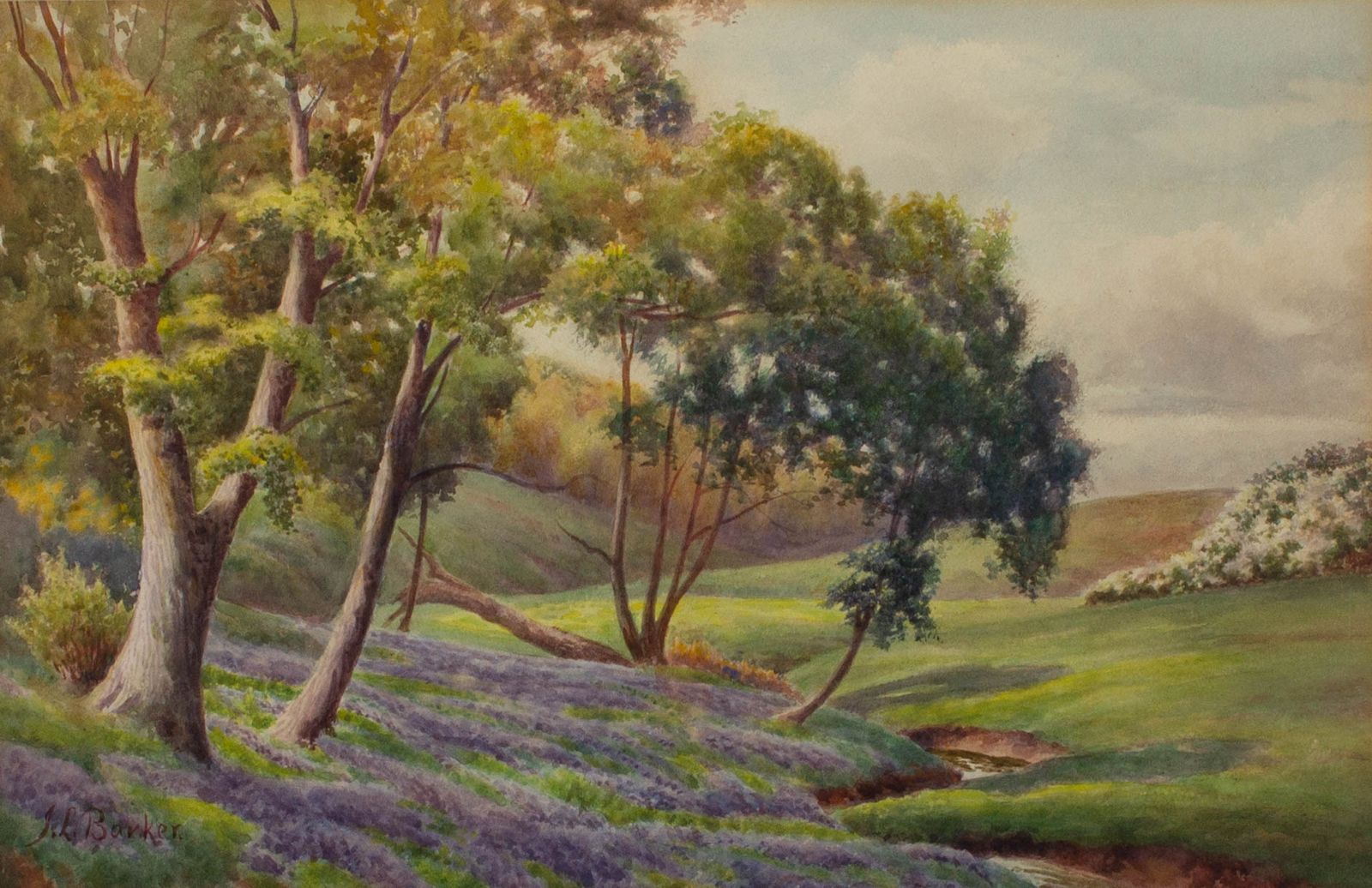 J. L. Barker   Early 20th Century Watercolour, Shoreton Woods photo furniture