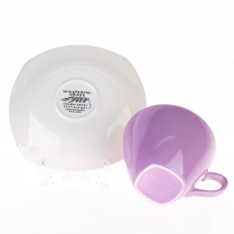 Staffordshire Whispering Grass Pattern Purple Porcelain Teacup With Saucer photo furniture