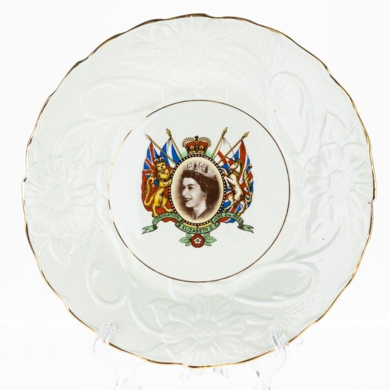 Antique Queen Elizabeth II Commemorative Porcelain Plate By James Kent Of London