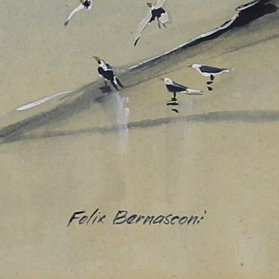 Watercolour And Gouache Painting By Felix Bernasconi. The River At Gorleston photo for sale