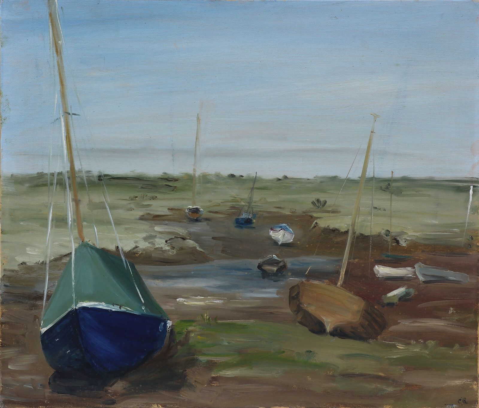 Oil On Board By C. J. Rice. Low Tide Morston photo for sale