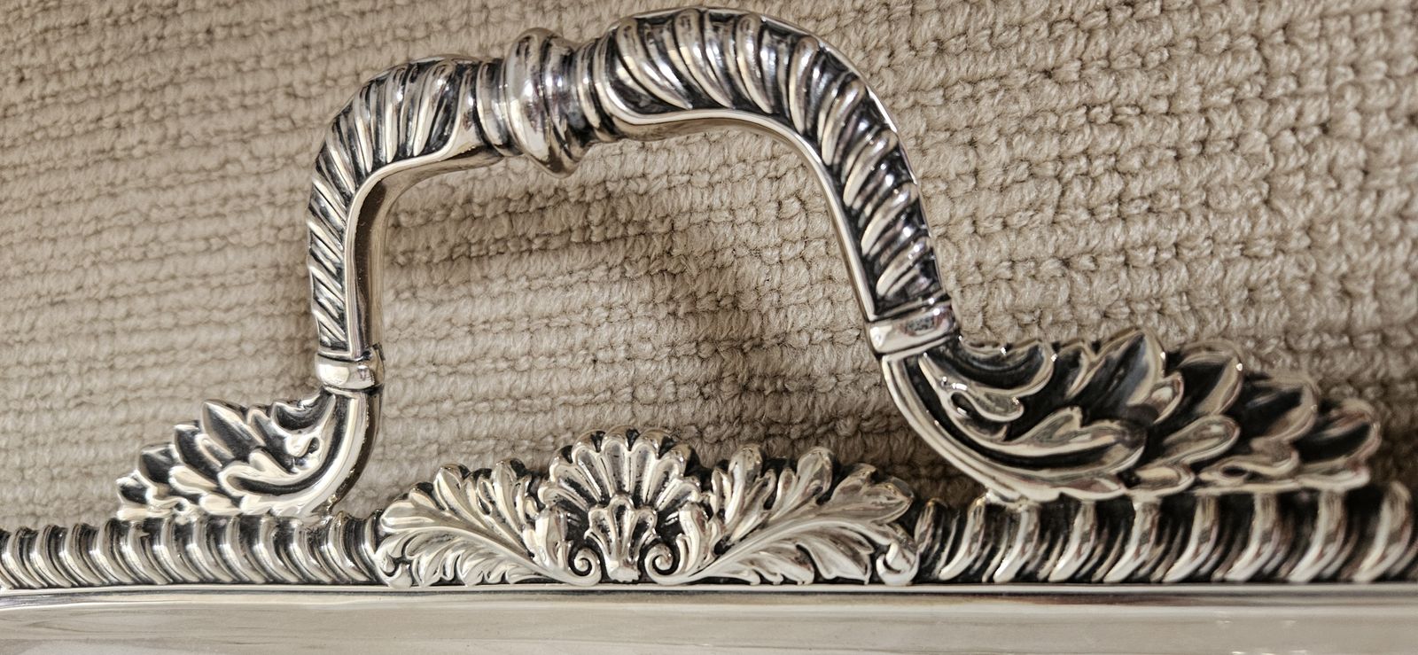 Edwardian Solid Silver Tray By Walker & Hall (1902) Exquisite Heirloom Piece photo vinterior