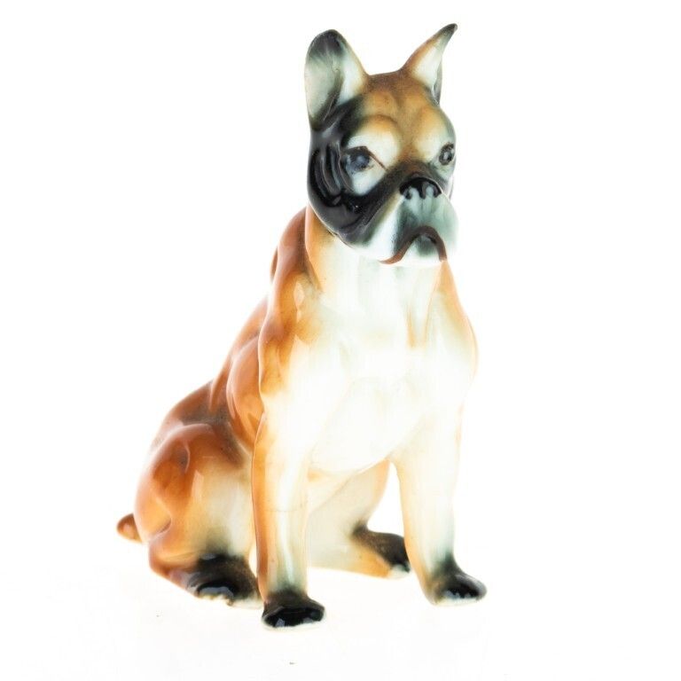 Antique Ceramic Porcelain Seated Bulldog Figure