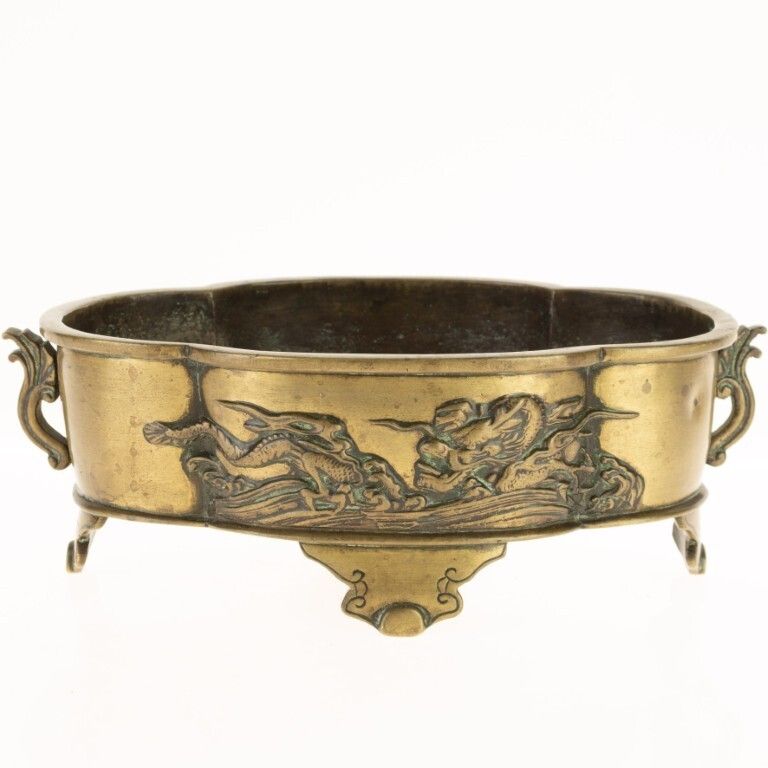 Antique Chinese Brass Dragon Incense Censer 19th Century