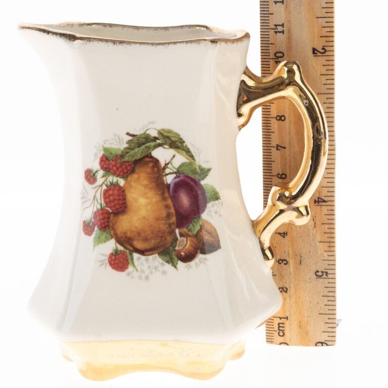Staffordshire Gilt Porcelain Ceramic Pottery Fruit Pattern Pitcher Jug photo for sale