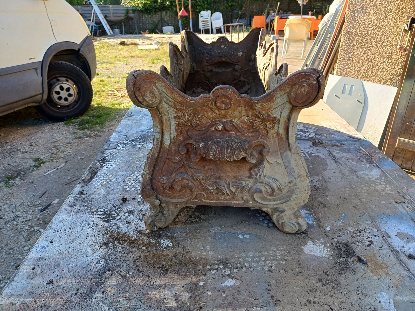Large 1900 Cast Iron Planter In Rocaille Style: Charleville   Mézières photo for sale