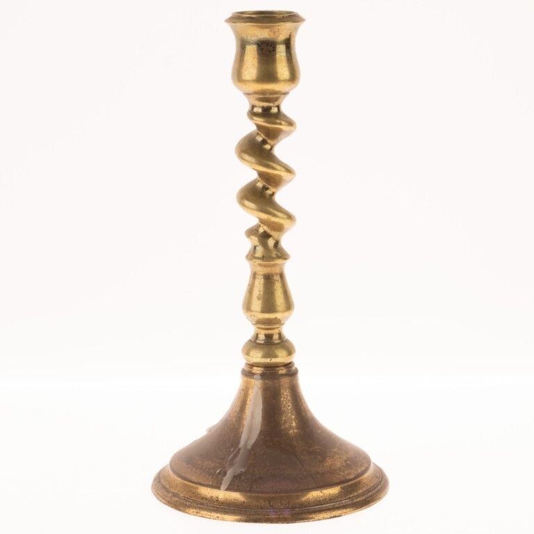 Antique Barley Twist Brass Candle Holder 19th Century