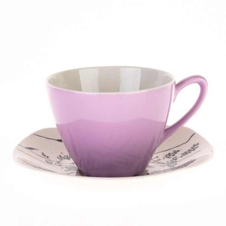 Staffordshire Whispering Grass Pattern Purple Porcelain Teacup With Saucer photo Home Decor