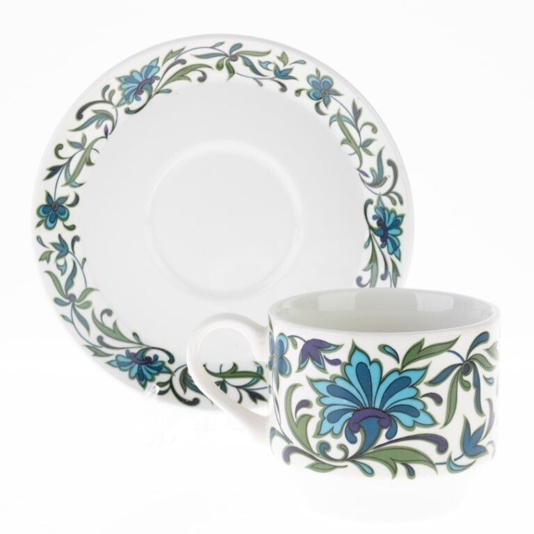 Staffordshire Porcelain Floral Pattern Ceramic Porcelain Teacup With Saucer