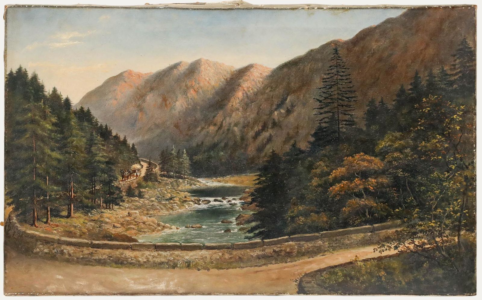 L. Smith   Late 19th Century Oil, Horse & Cart On A Mountain Pass