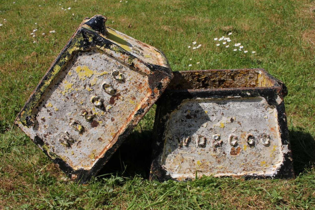 Two Cast Iron Weymouth Dorchester Golf Club Hole Markers Planters. C1893 photo furniture