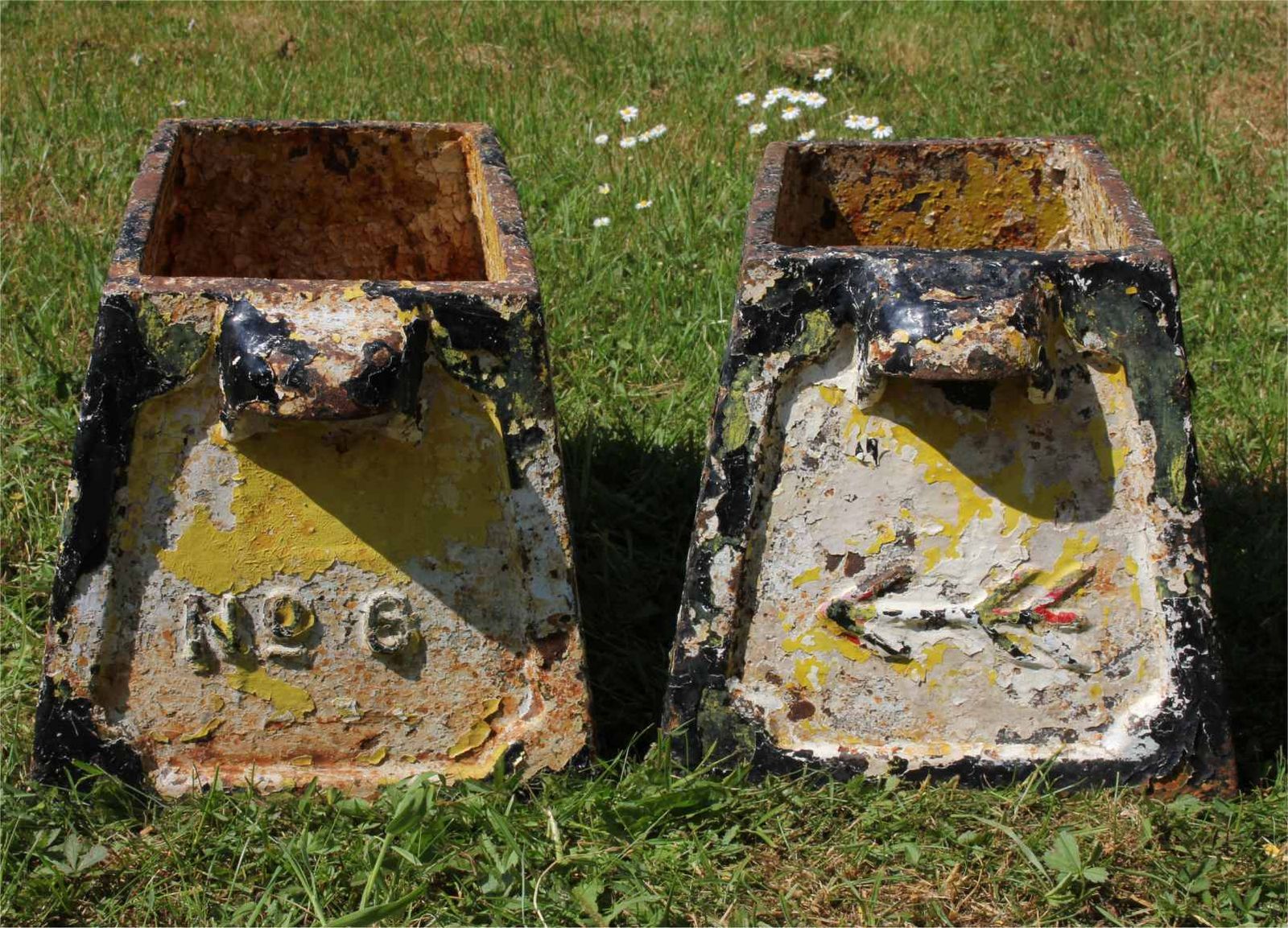 Two Cast Iron Weymouth Dorchester Golf Club Hole Markers Planters. C1893 photo Home Decor