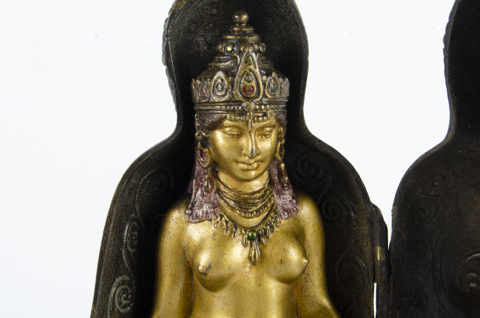 A Set Of Jugendstil Cold Painted Bronze Sculptures Of Buddha And A Gilt Priestess By Franz Bergmann, Austria photo 5175.0