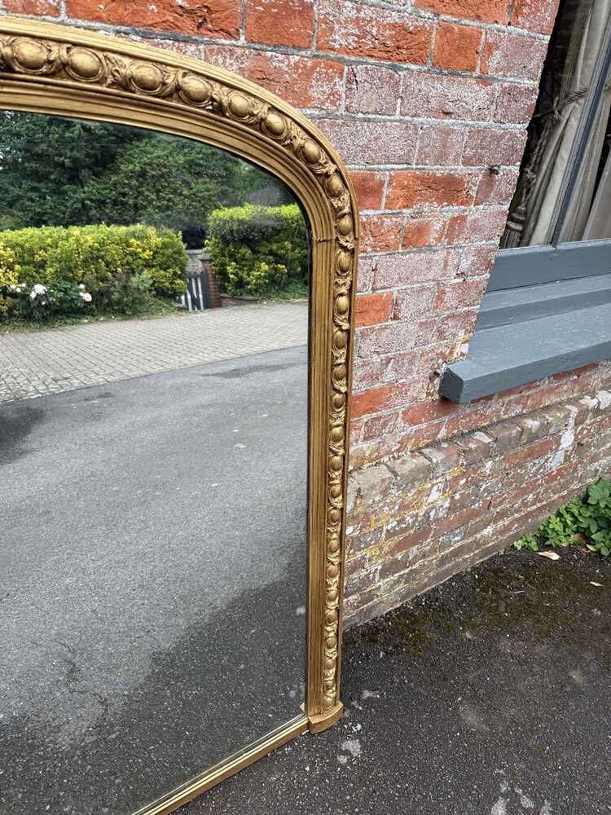An Exceptional Large Antique English 19th C Arched Top Gilt Overmantle Mirror photo Home Decor