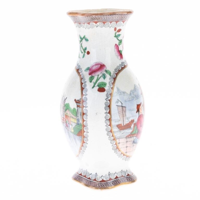Antique Prattware Porcelain Ceramic Chinese Canton Vase 19th Century photo furniture
