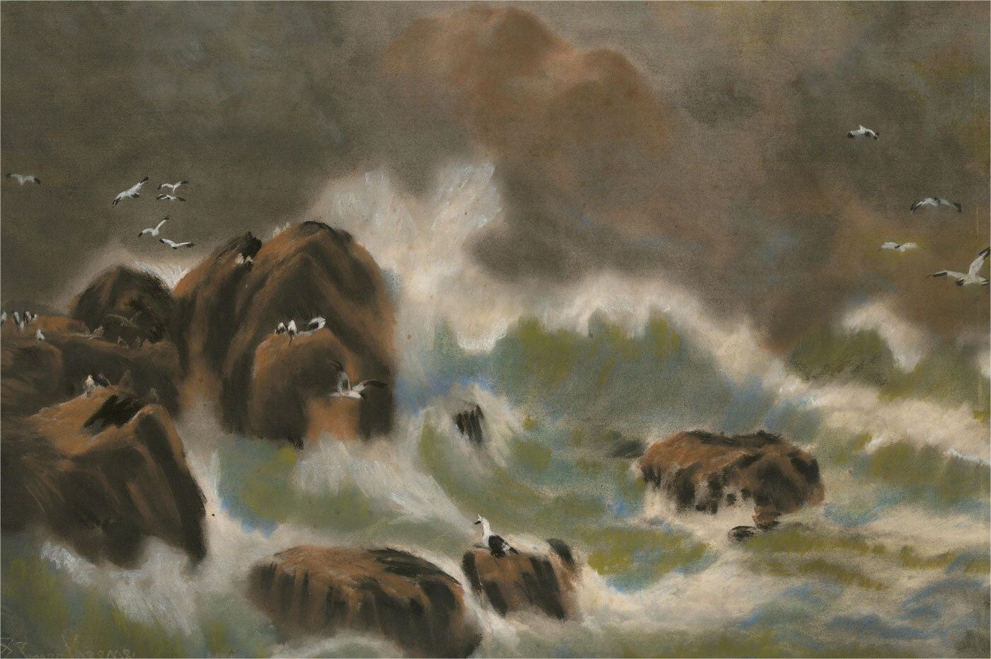 Ezra Elmer Keene (1853 1929)   Signed Late 19th Century Pastel, Burniston Bay