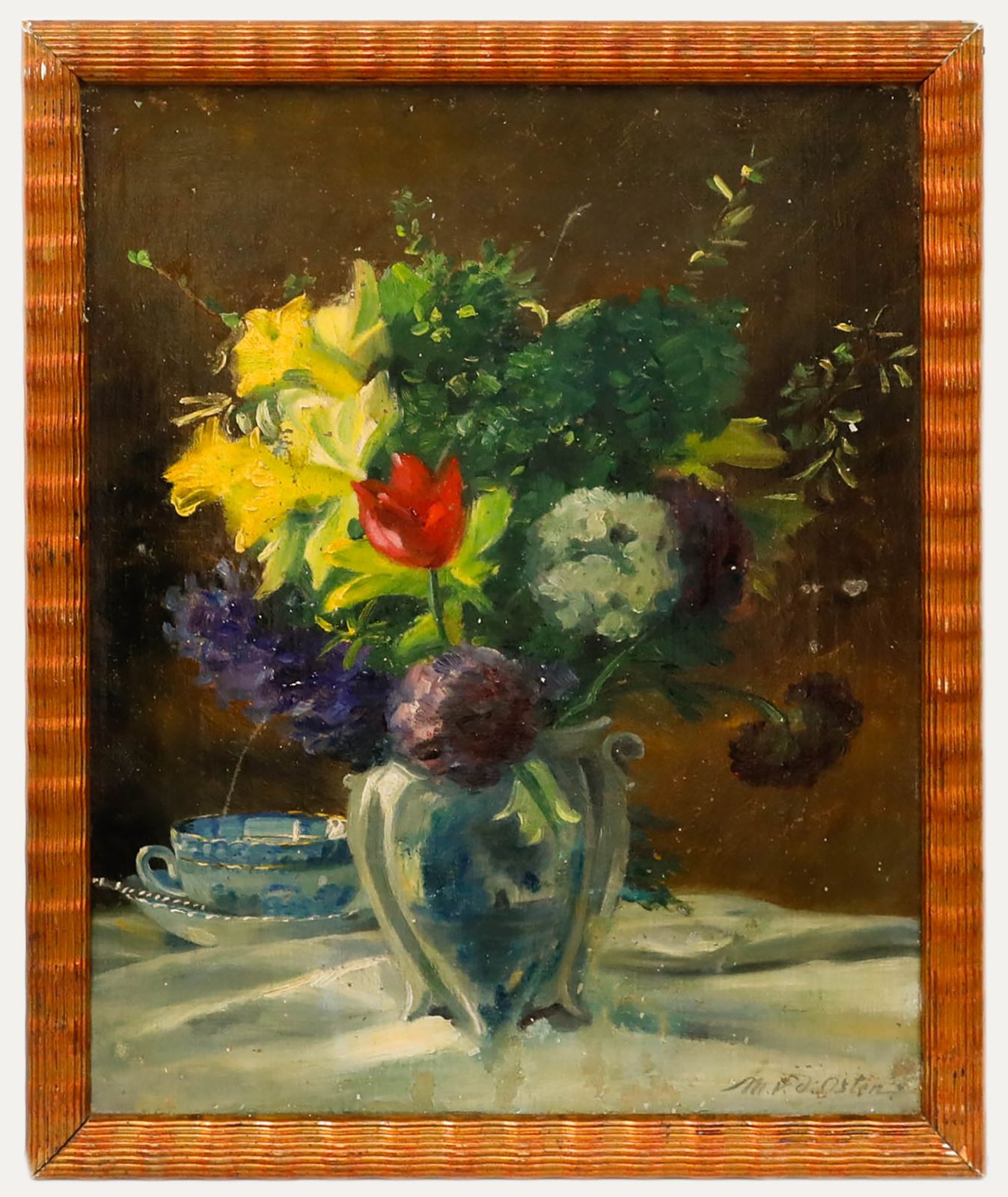 Marie Von Der Osten (B.1856)   Framed 1927 Oil, Still Life Of Flowers