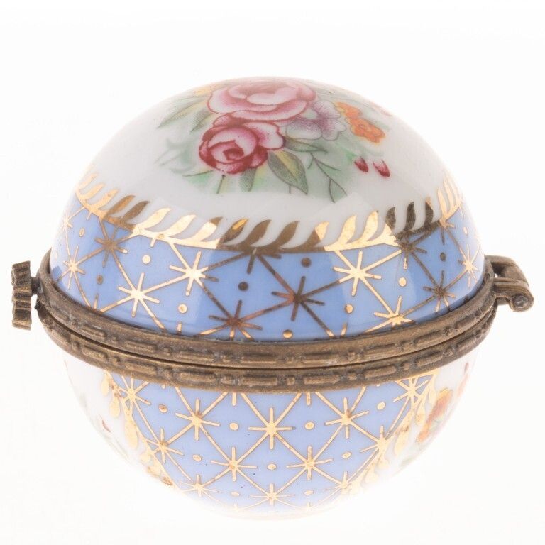 Antique French Gilt Porcelain Floral Trinket Box