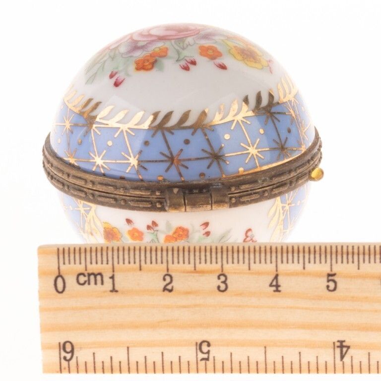 Antique French Gilt Porcelain Floral Trinket Box photo for sale