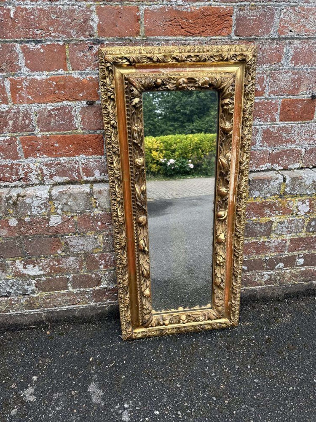 A Spectacular Italian Early 20th C Carved Wood & Gesso Gilt Ornate Mirror. photo 695.0