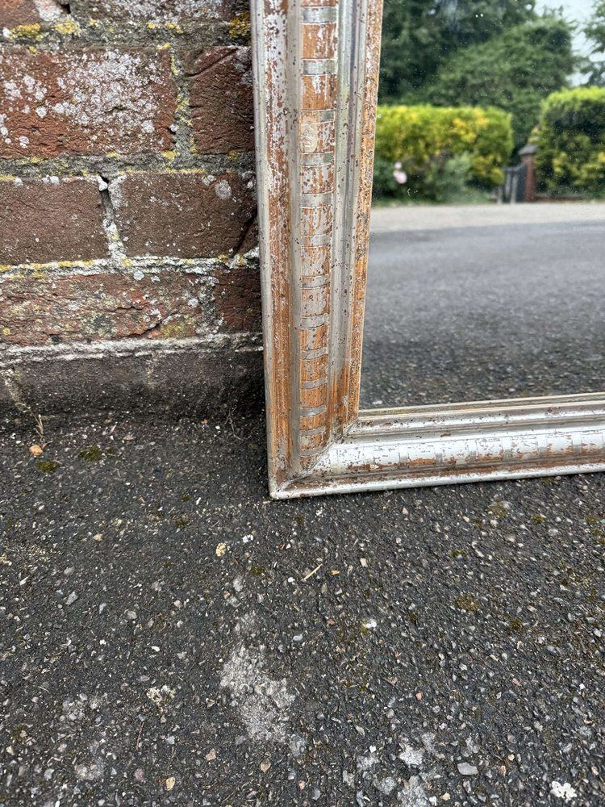 A Superb Good Size Late 19th C French Carved Wood & Gesso Silvered Arched Top Mirror photo for sale