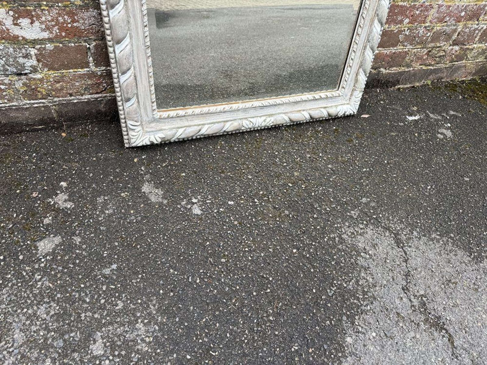 A Delightful Early 20th C English Carved Wood & Gesso Painted Mirror. photo Home Decor