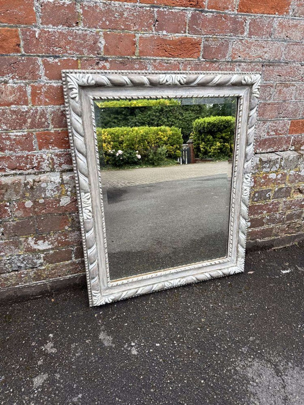 A Delightful Early 20th C English Carved Wood & Gesso Painted Mirror. photo buy