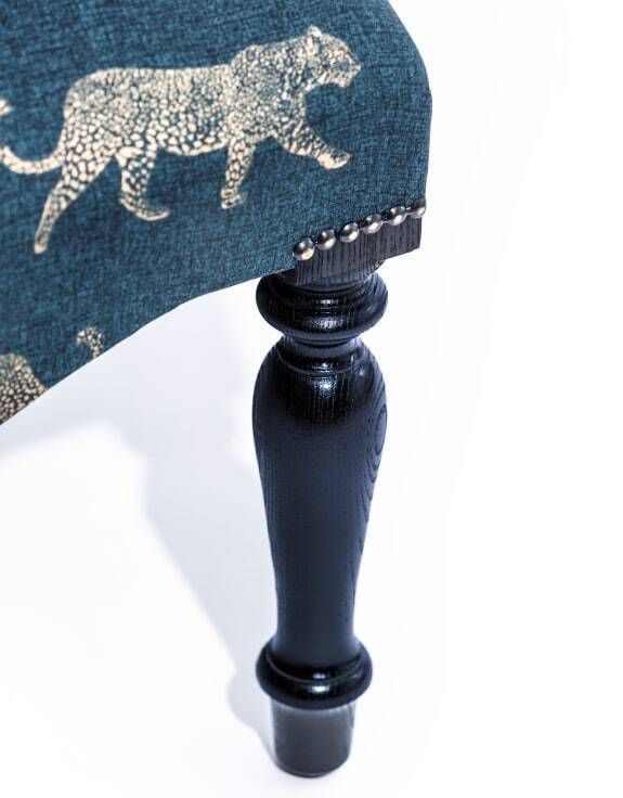 Rare Gold Leopard On Teal Button Back Occasional Armchair Hand Made In The Uk photo 745.0