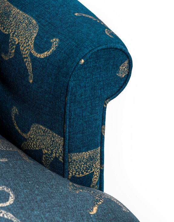 Rare Gold Leopard On Teal Button Back Occasional Armchair Hand Made In The Uk photo Furniture