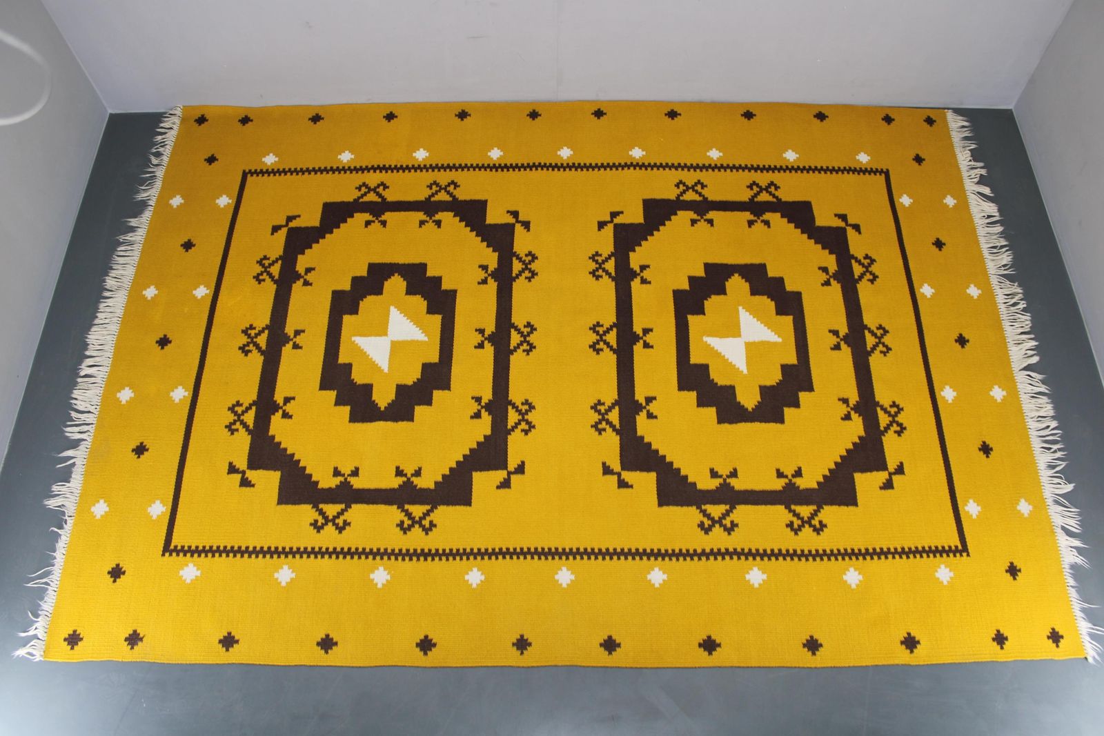 1950s Large Kilim Wool Rug, Czechoslovakia photo furniture