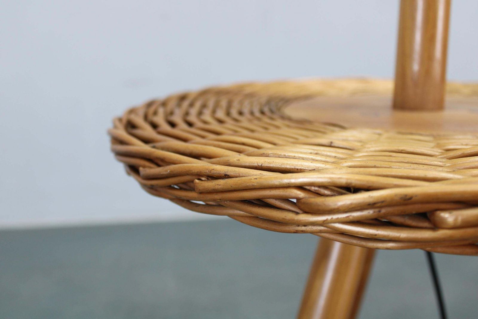 photo furniture 1970s Jan Kalous Wooden Floor Lamp For Uluv, Czechoslovakia