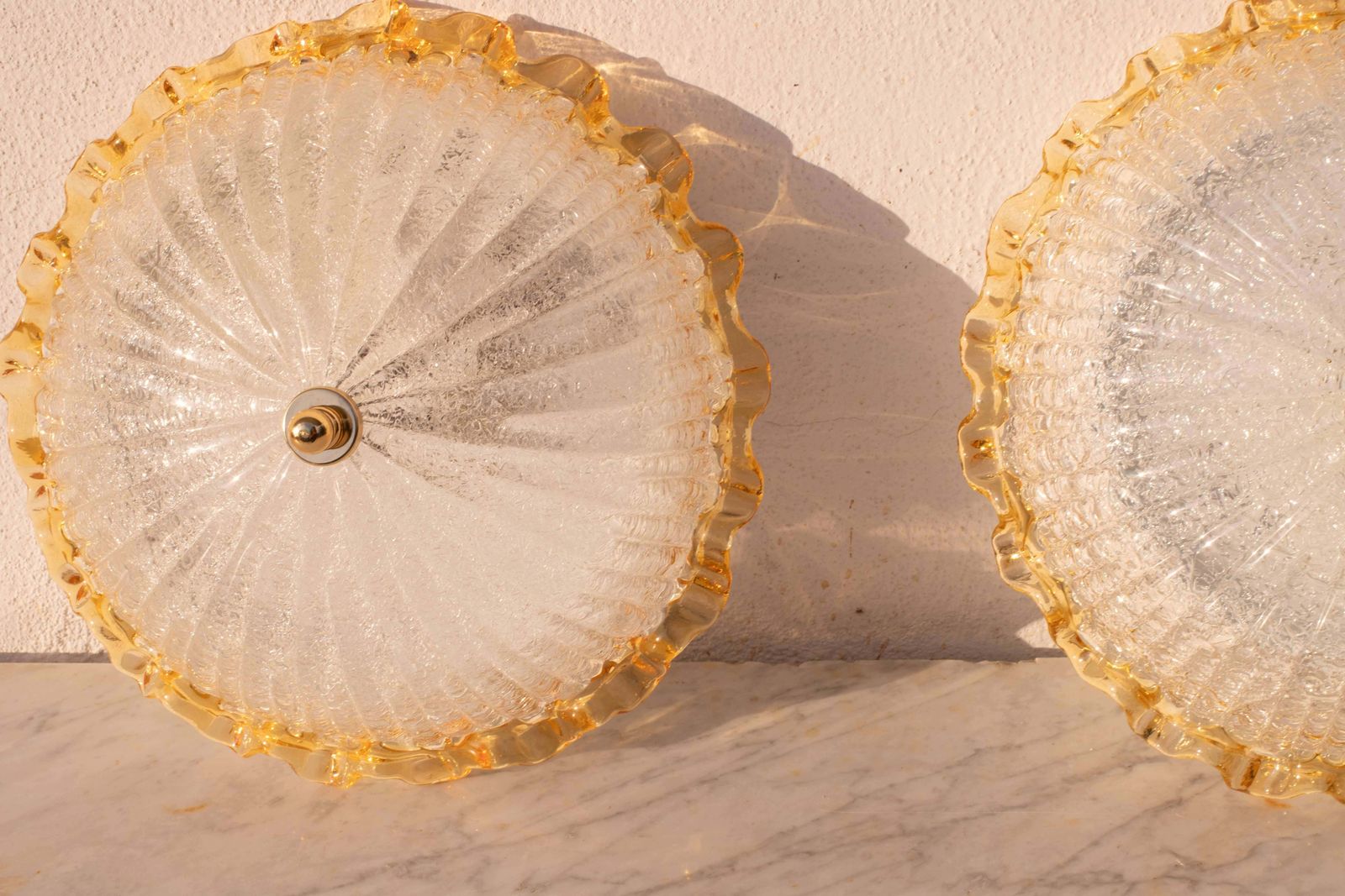 Set Of 2 Charming Italian Yellow Murano Glass Ceiling Fixture, Murano, 1970 photo furniture