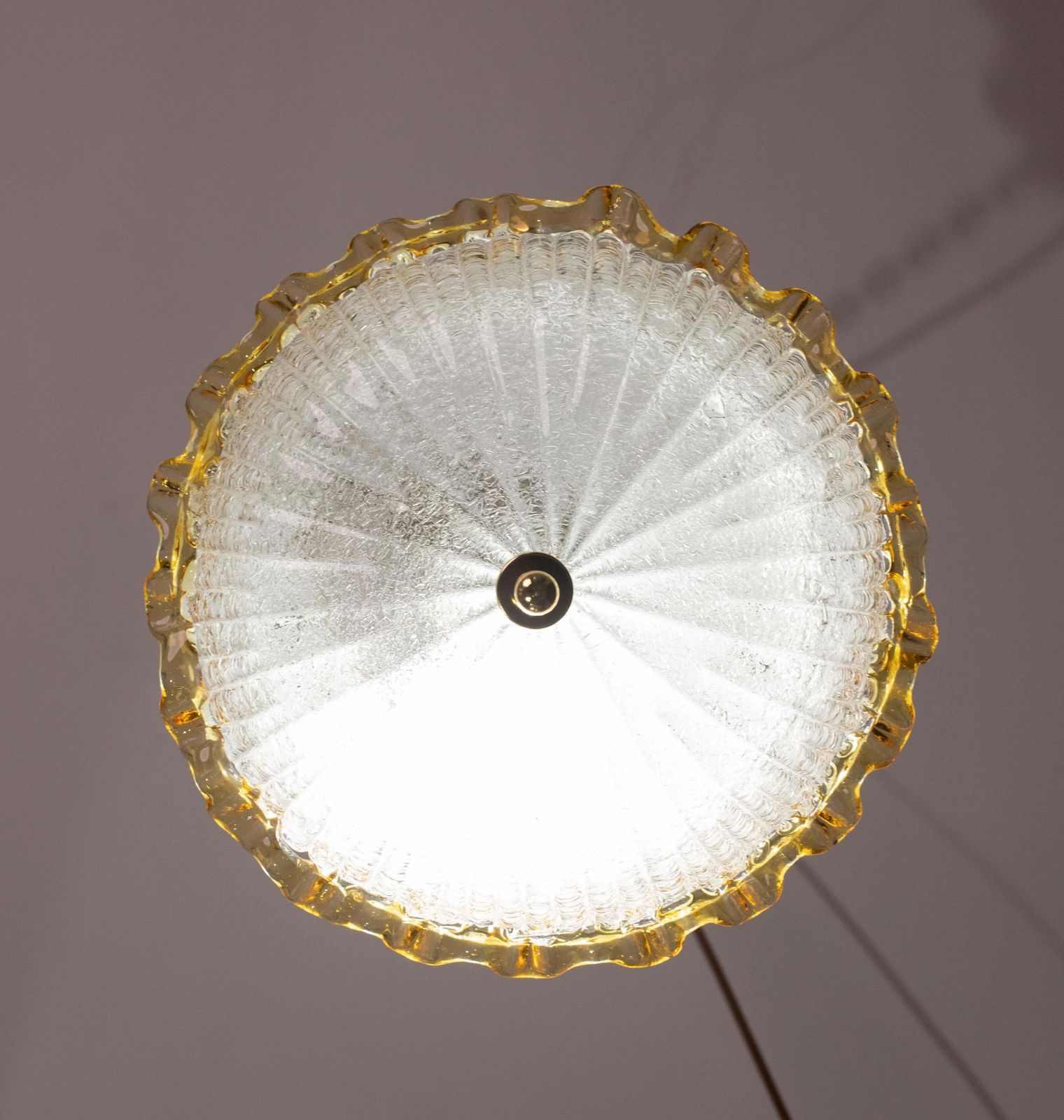 Set Of 2 Charming Italian Yellow Murano Glass Ceiling Fixture, Murano, 1970 photo for sale