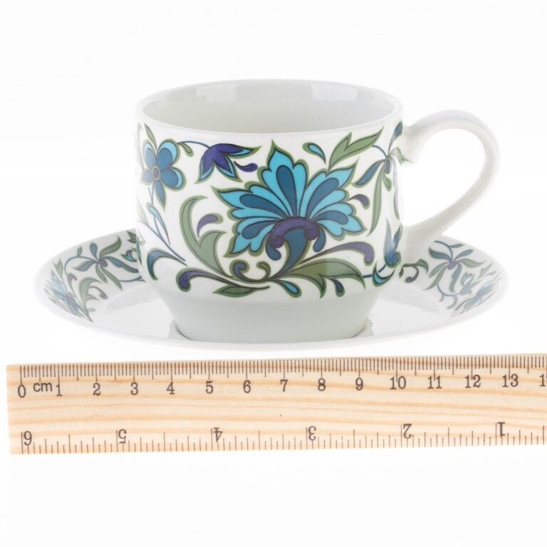 Staffordshire Porcelain Floral Pattern Ceramic Porcelain Teacup With Saucer photo for sale