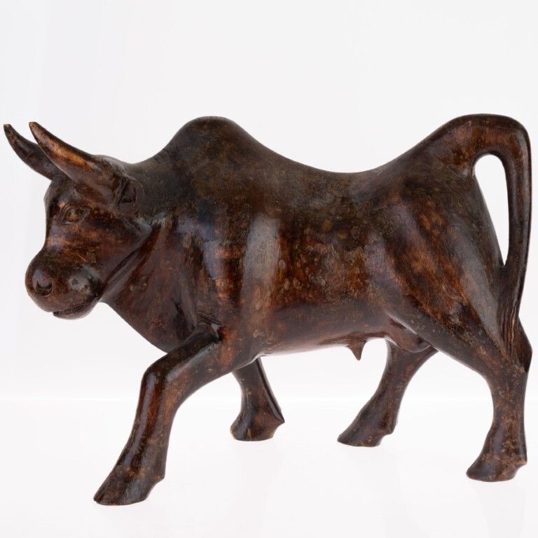Wooden Sculpture Of A Bull