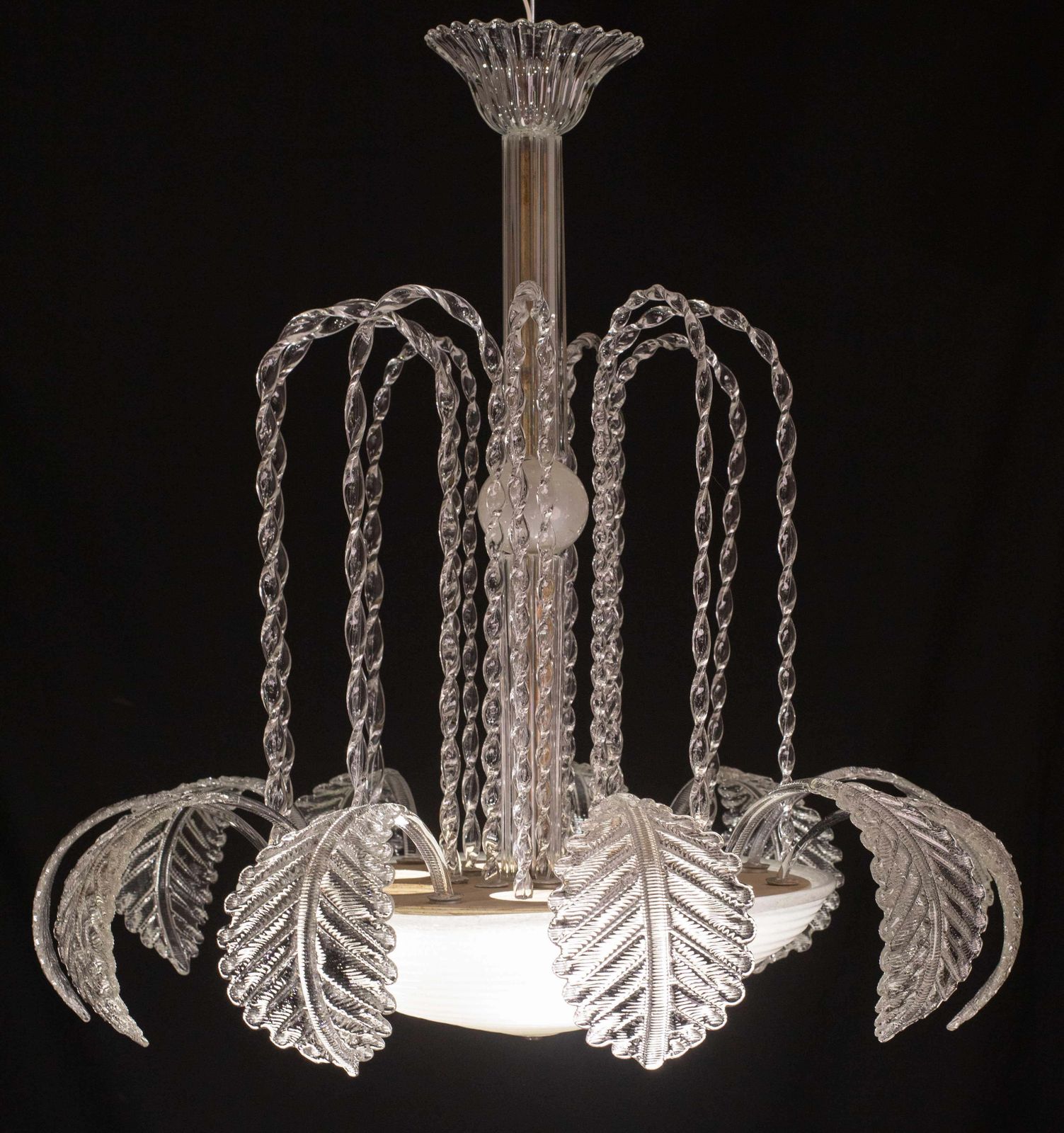 Elegant Art Decò, Barovier & Toso Chandelier, Murano Glass, 1950s photo furniture