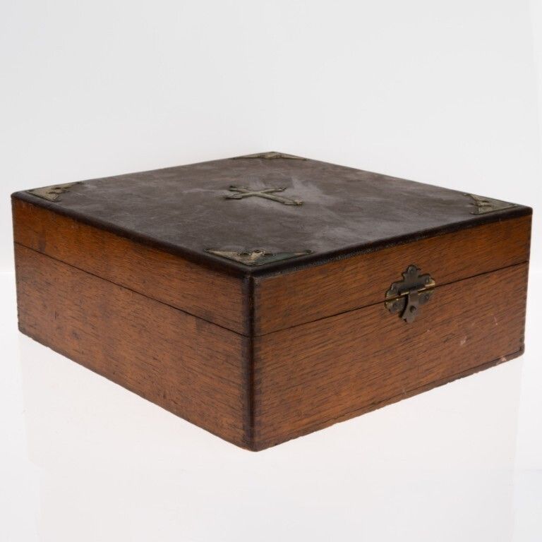 Antique Victorian Catholic Sick Call Exorcism Kit Box photo Home Decor
