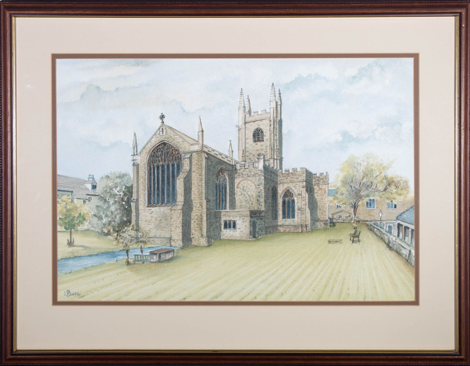 L. Peers   20th Century Watercolour, St Mary's Church, Totnes