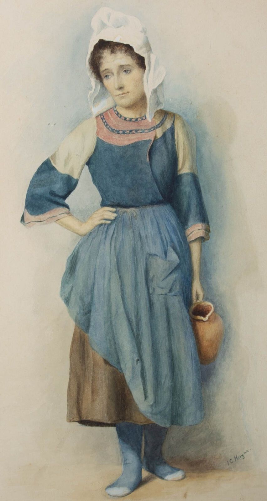 J. C. Hayne   Early 20th Century Watercolour, The Milkmaid photo furniture