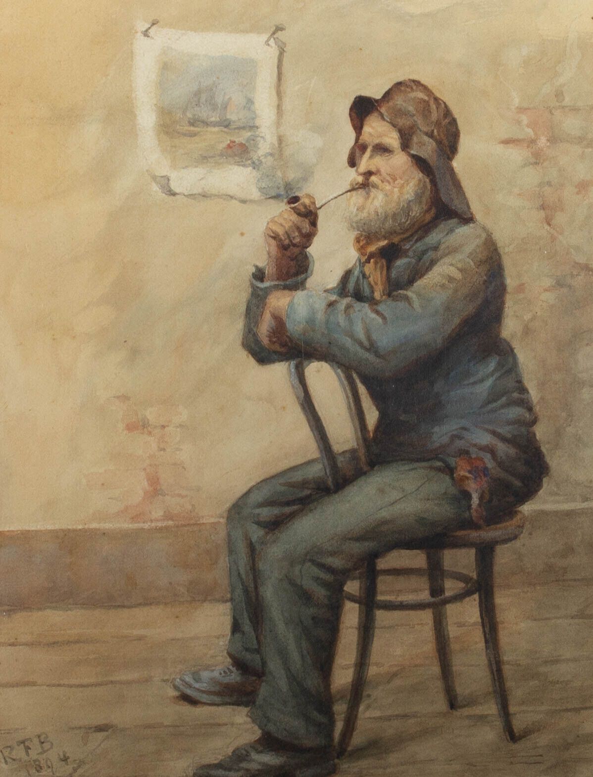 Rfb After Frederick Mcnamara Evans (1859 1929))   1894 Watercolour, A Fisherman photo furniture