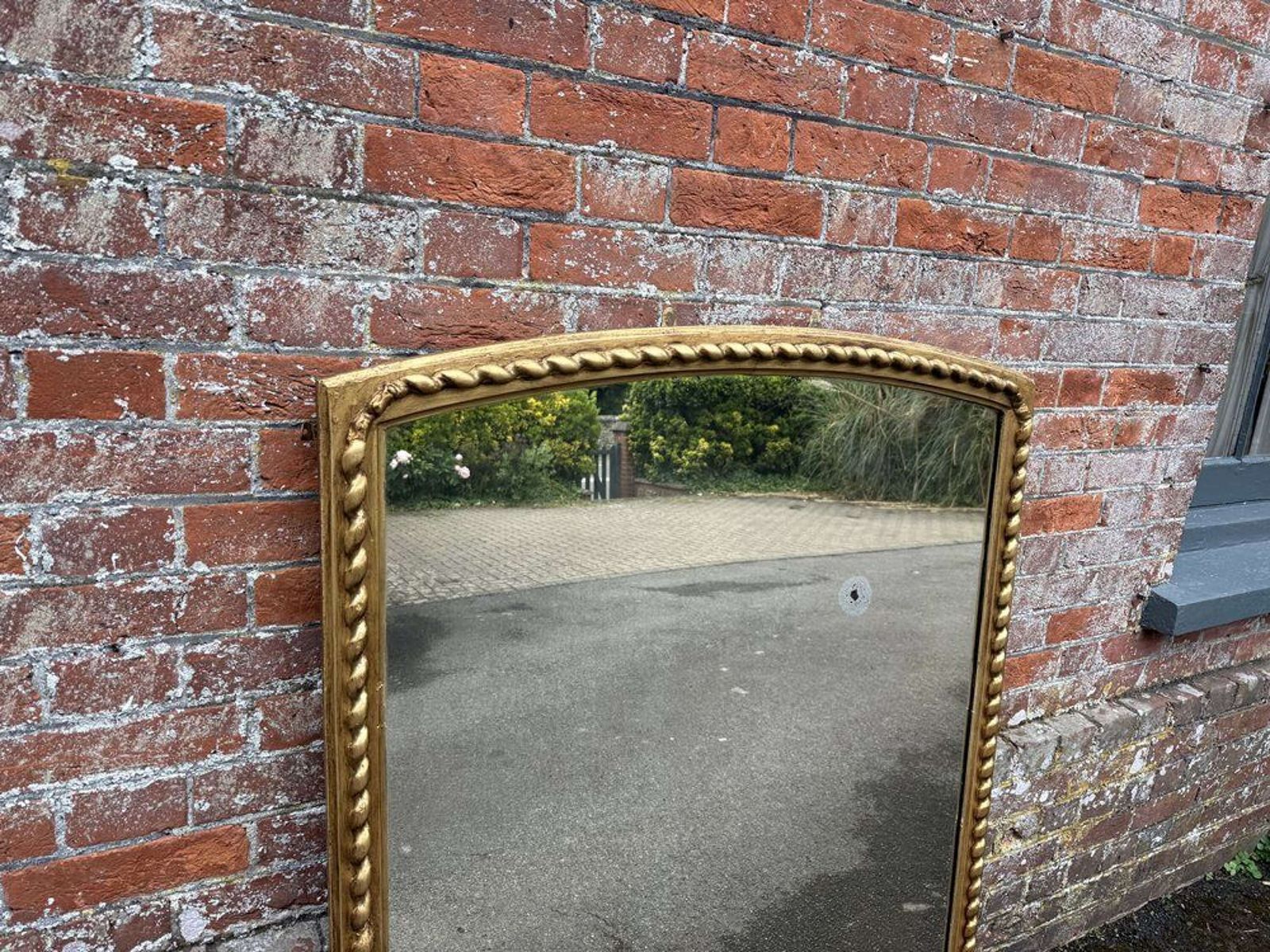 A Fabulous Large Antique English 19th C Shaped Top Beaded Framed Gilt Overmantlel Mirror. photo buy