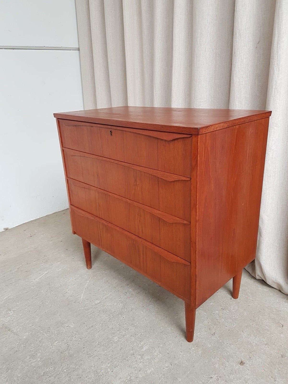 Vtg Mid Century Danish Teak Chest Of Drawers Tallboy Retro Scandi R867 photo 805.0