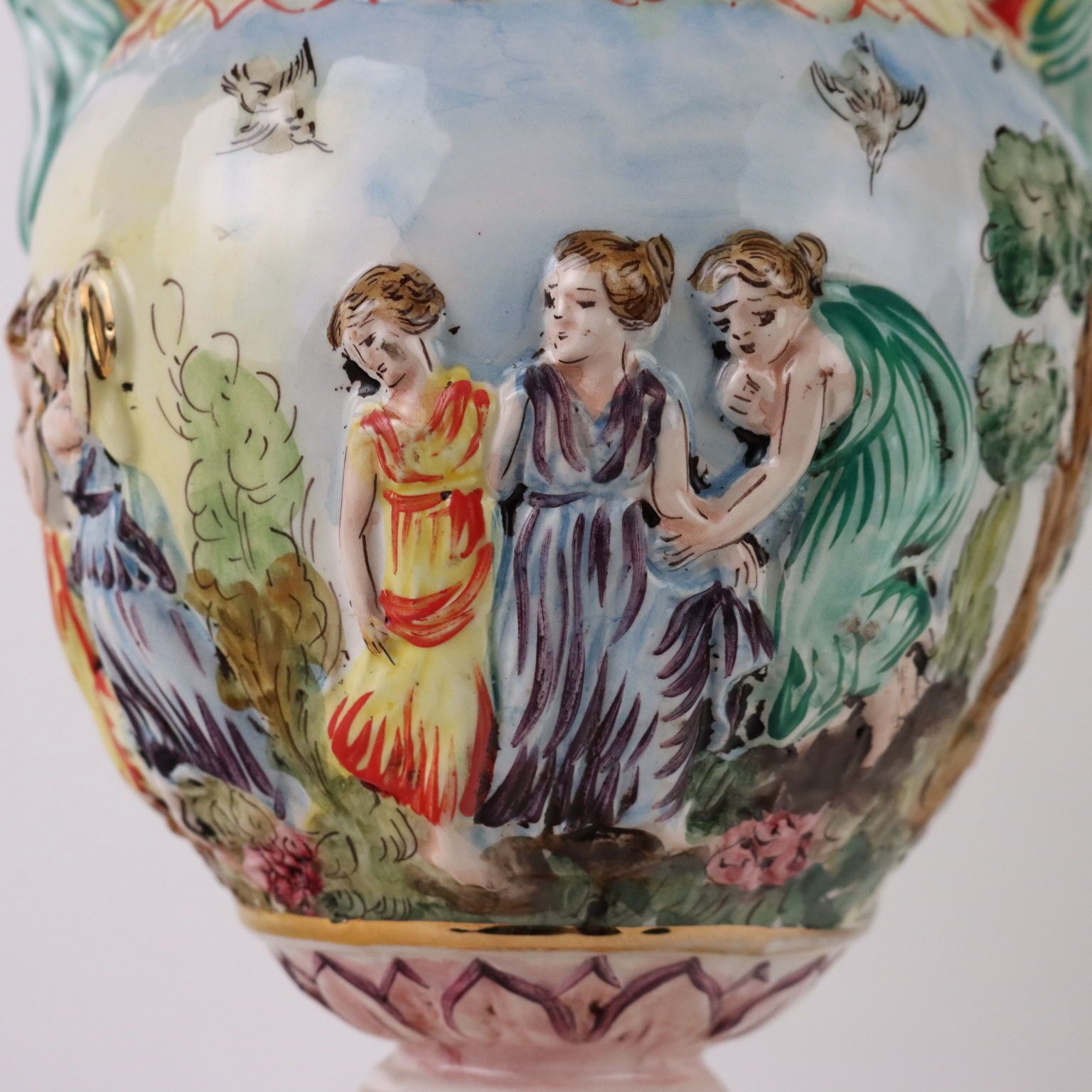Pair Of Antique Vases Ceramic Of Capodimonte Italy XX Century photo 310.0
