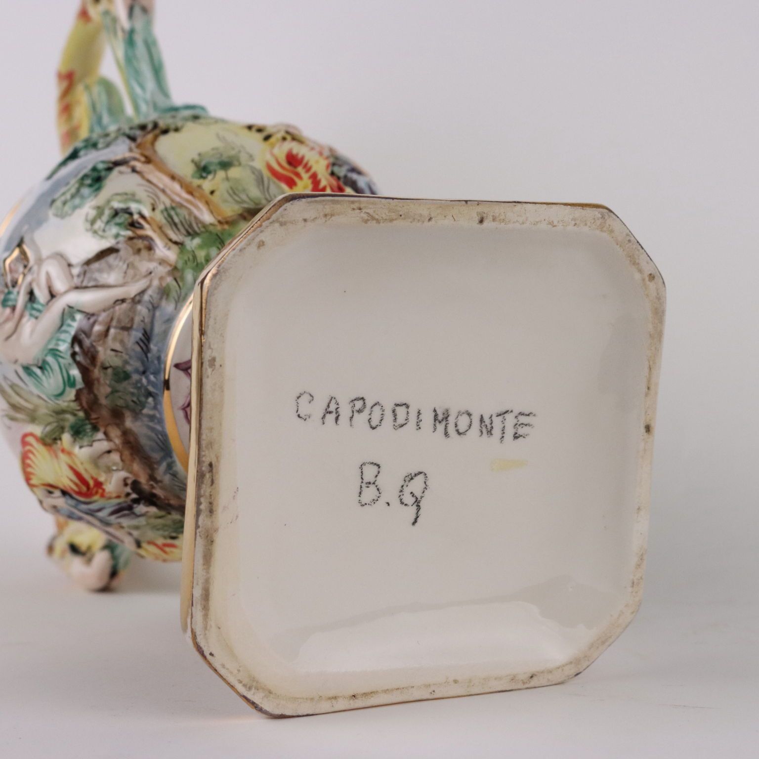 photo for sale Pair Of Antique Vases Ceramic Of Capodimonte Italy XX Century