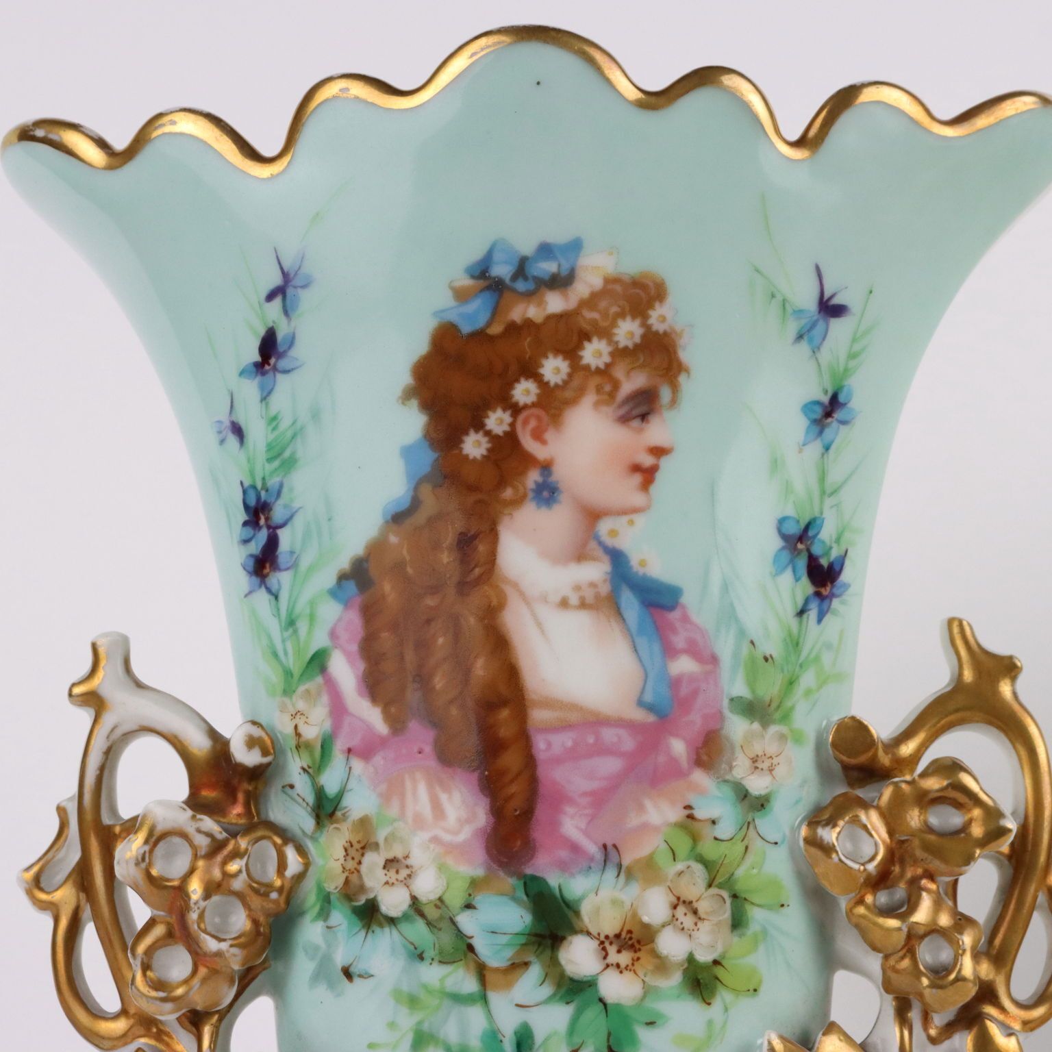 Pair Of Antique Vases For Bouquet Porcelain Europe XIX XX Century photo Home Decor