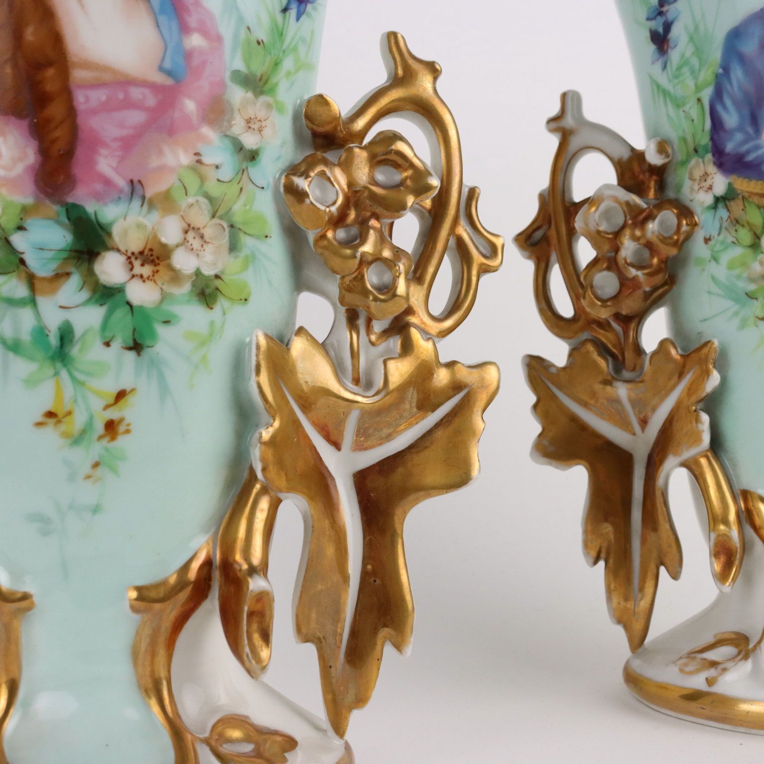 Pair Of Antique Vases For Bouquet Porcelain Europe XIX XX Century photo vinterior